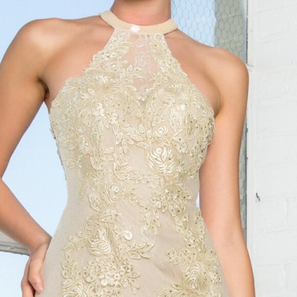 Halter Neck Sequined Mermaid Dress GSGL2243 - Picture 2 of 6